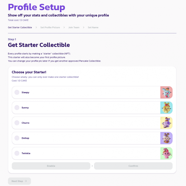 Set up profile in PancakeSwap