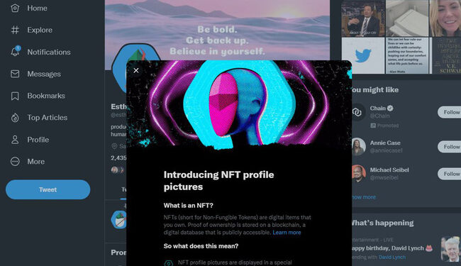 hexagonal avatar integrated with Twitter's NFT feature