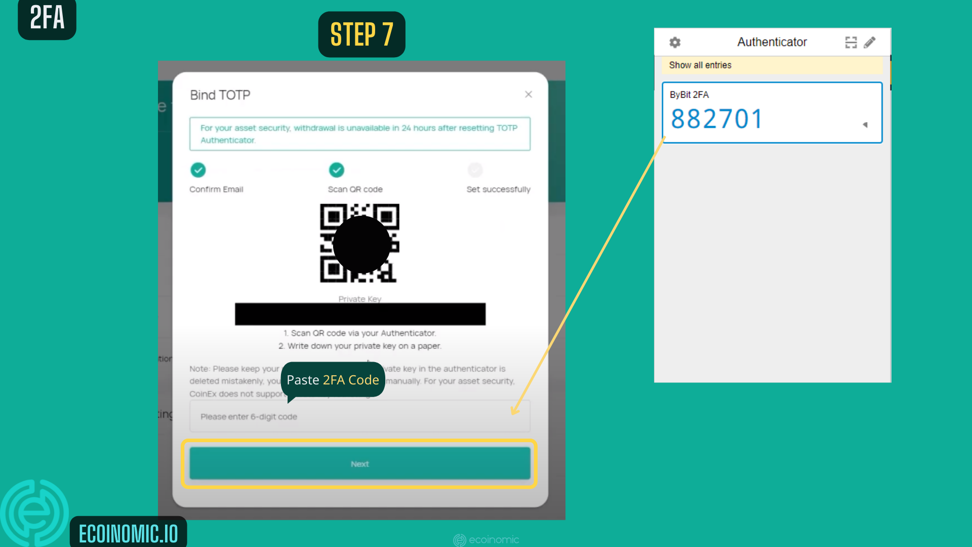 Ecoinomic 2FA when Coinex sign up