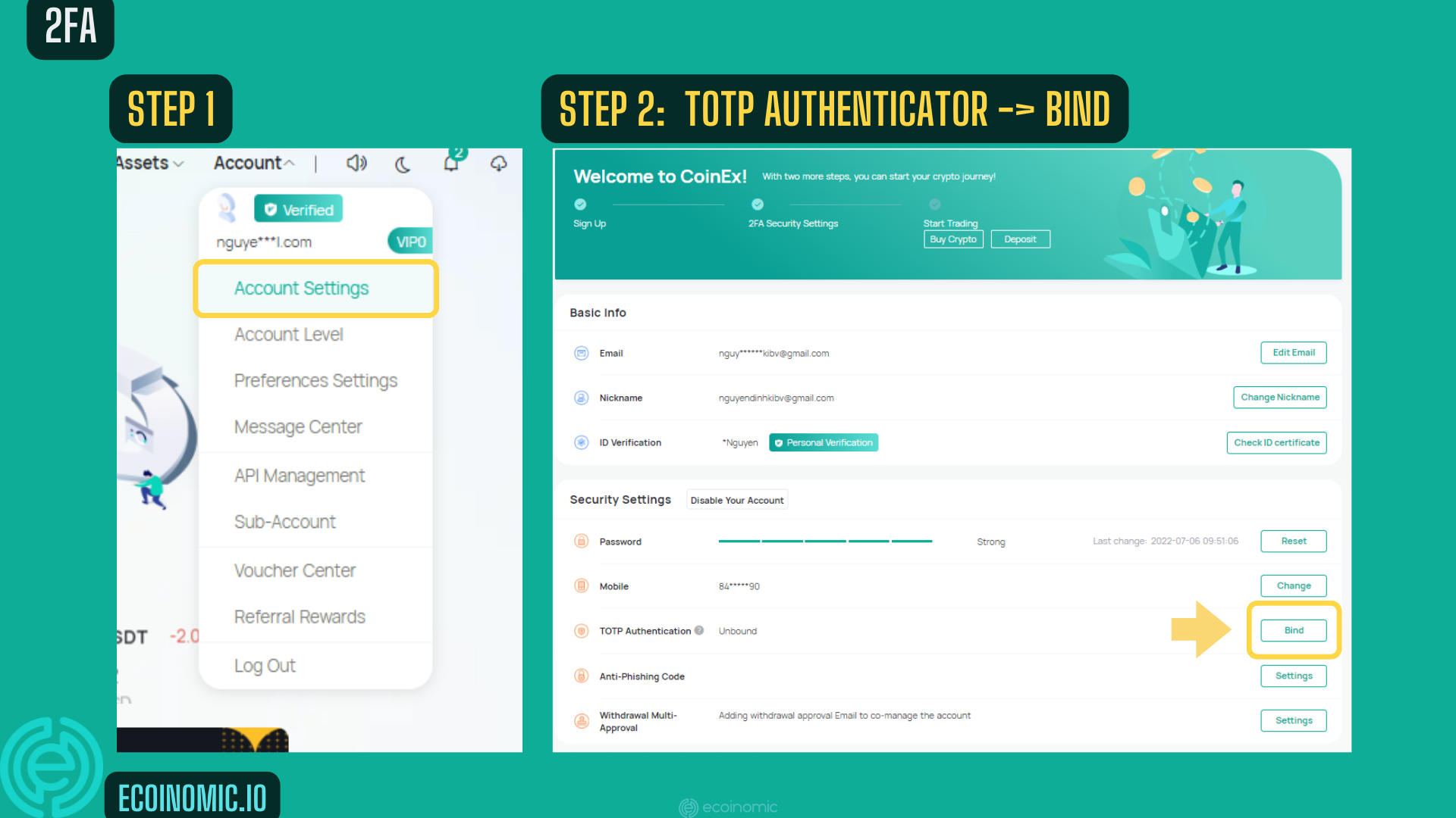 2FA when Coinex sign up