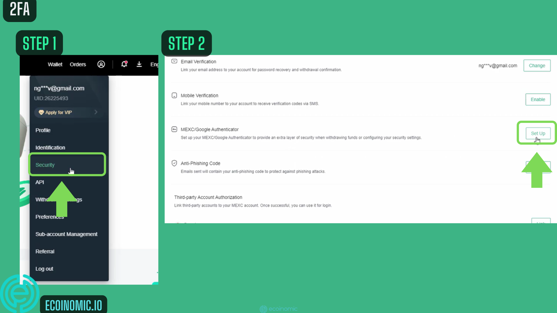 2FA sign up after MEXC sign up