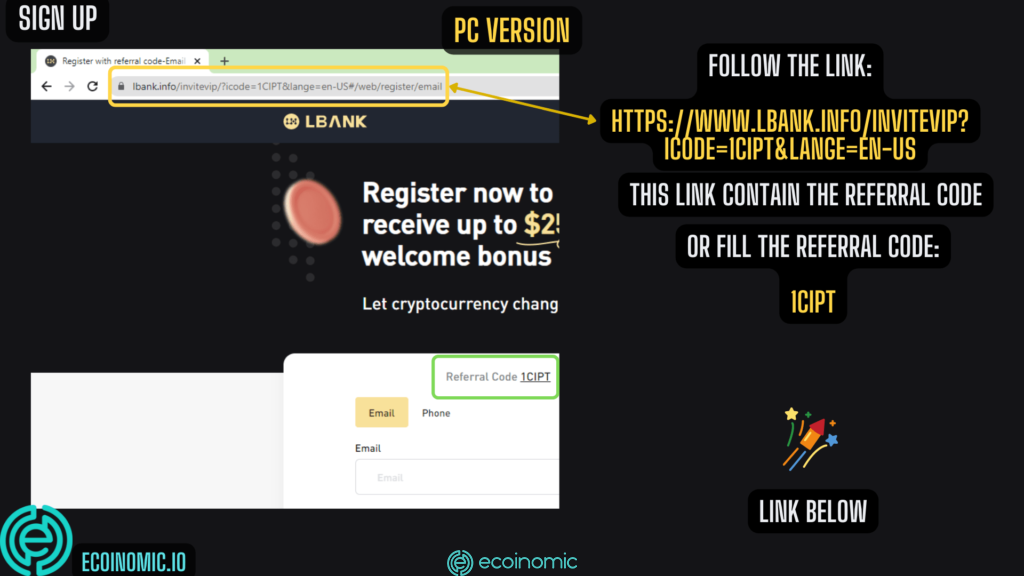 Register LBank by website