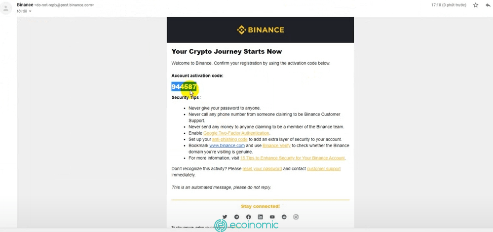 Sign up for Binance