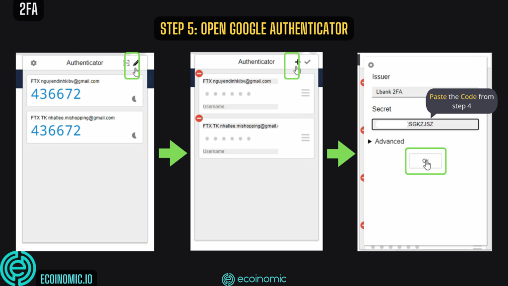 Create a Google Authenticator account for LBank