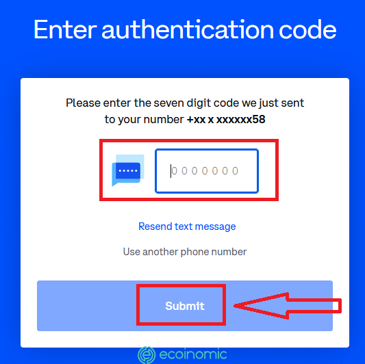 Mã xác minh số điện thoại khi đăng ký Coinbase