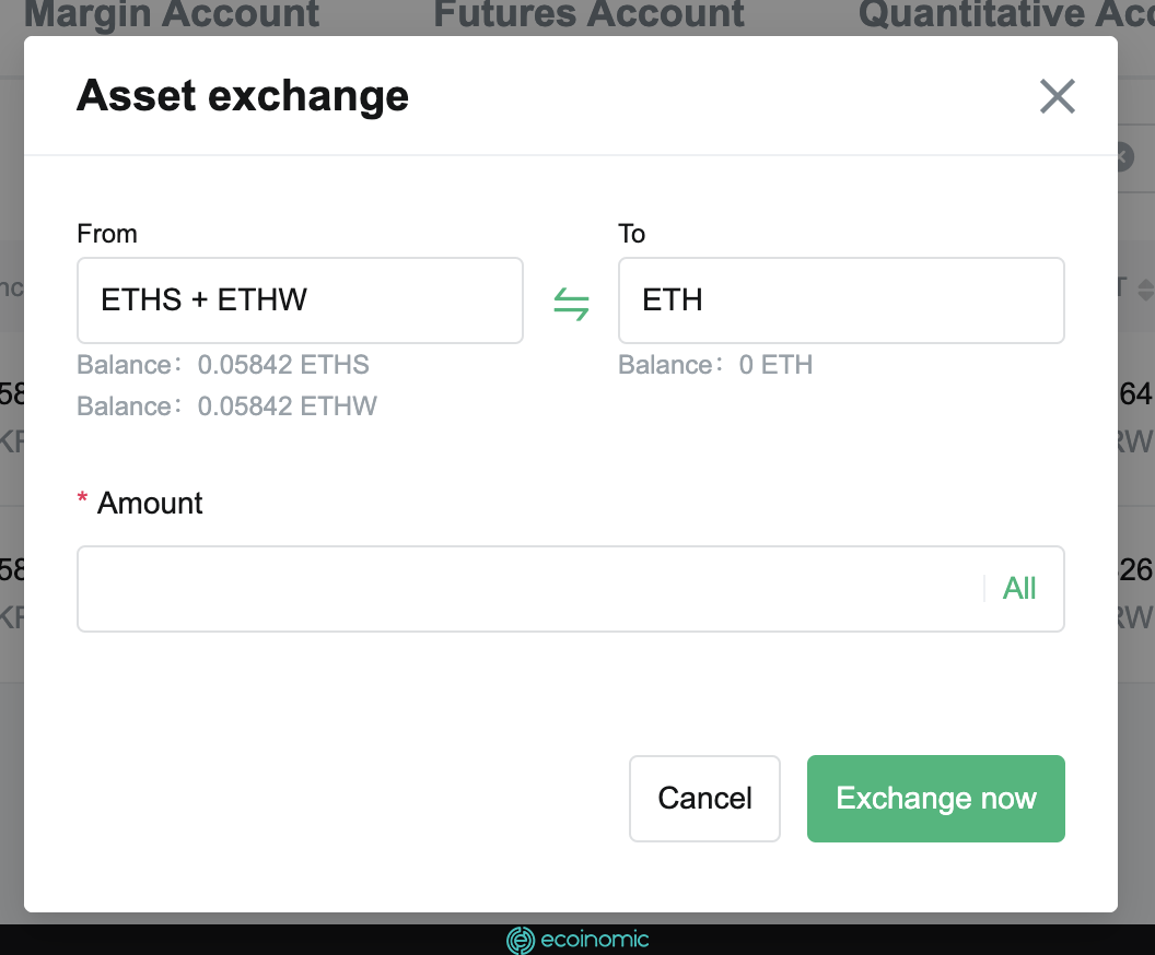 From ETHS, ETHW to ETH (1 ETHS + 1 ETHW = 1 ETH)