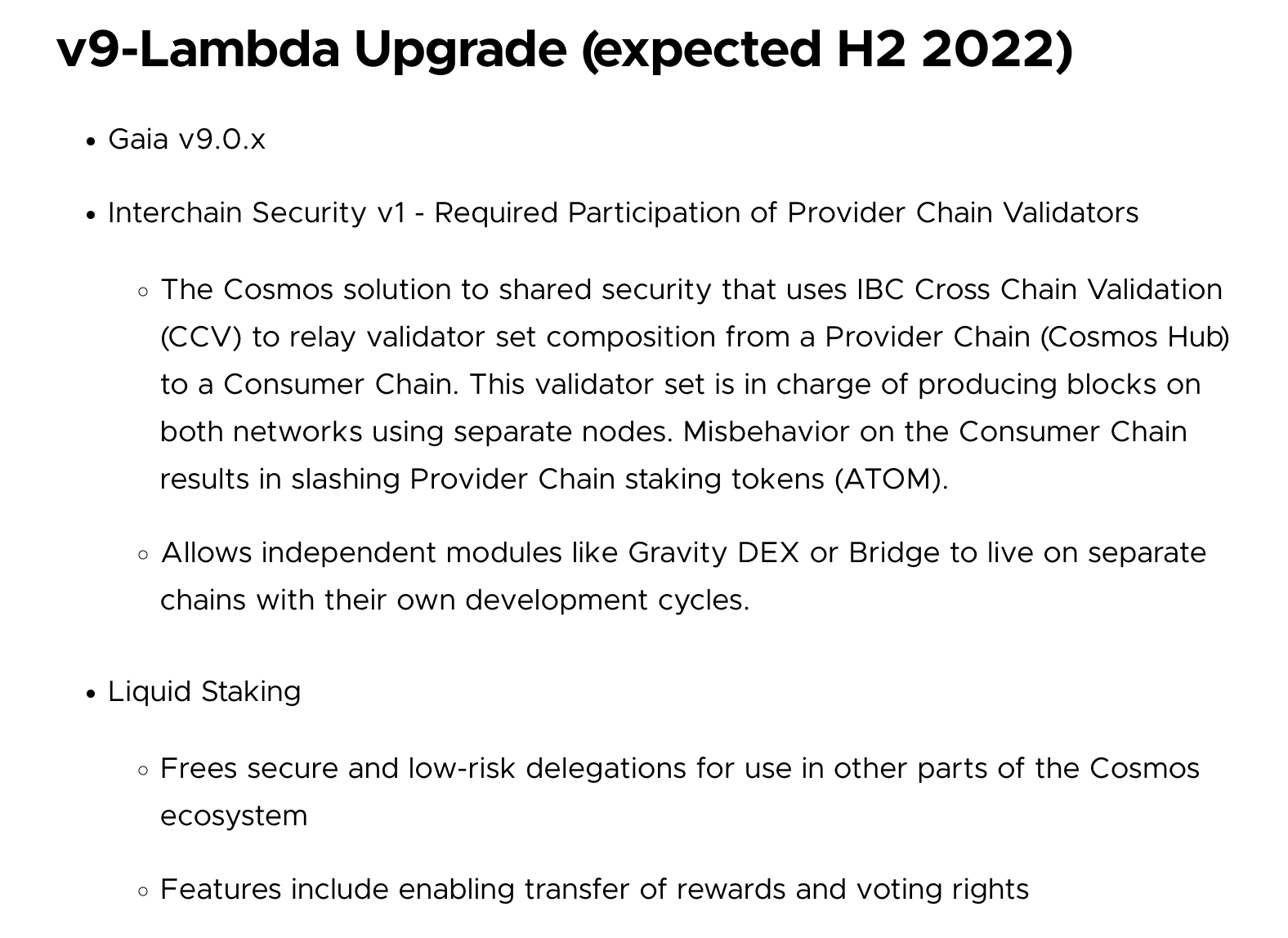 Cosmos (ATOM) development and roadmap