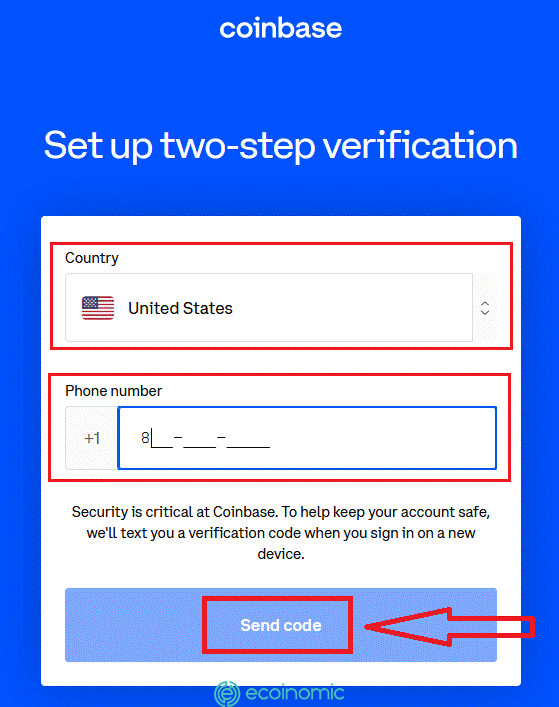 Xác minh số điện thoại khi đăng ký Coinbase