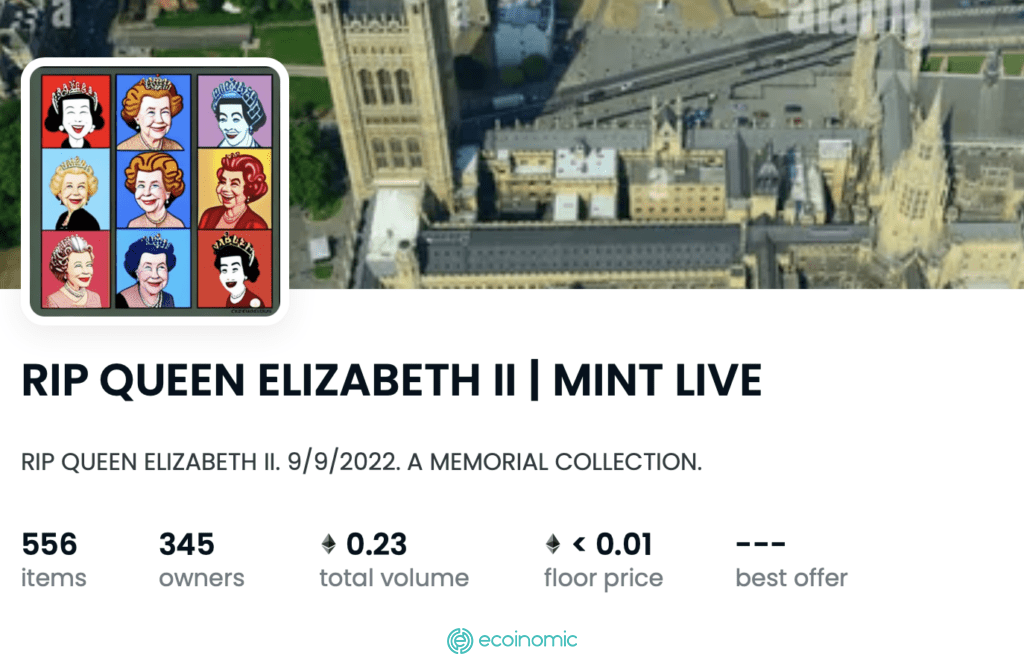 Bộ sưu tập RIP Queen Elizabeth II ra mắt trên OpenSea