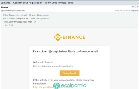 Email giả mạo Binance