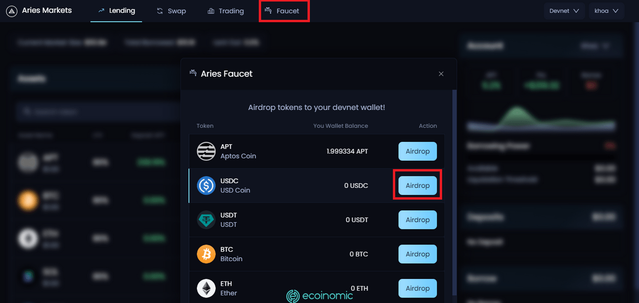 Aries Market testnet