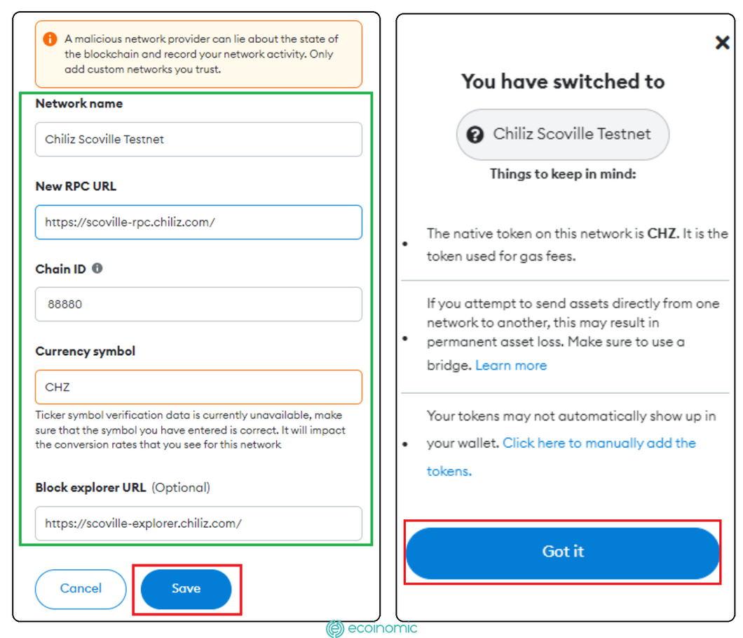 Chiliz Testnet Scoville