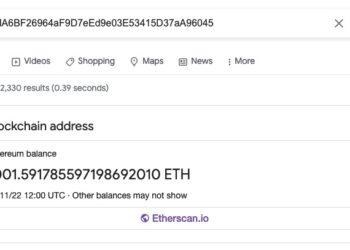 Google hiển thị số dư ví Ethereum trên thanh tìm kiếm