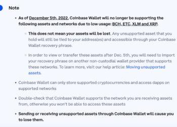 Coinbase Wallet ngừng hỗ trợ BCH, ETC, XRP và XLM